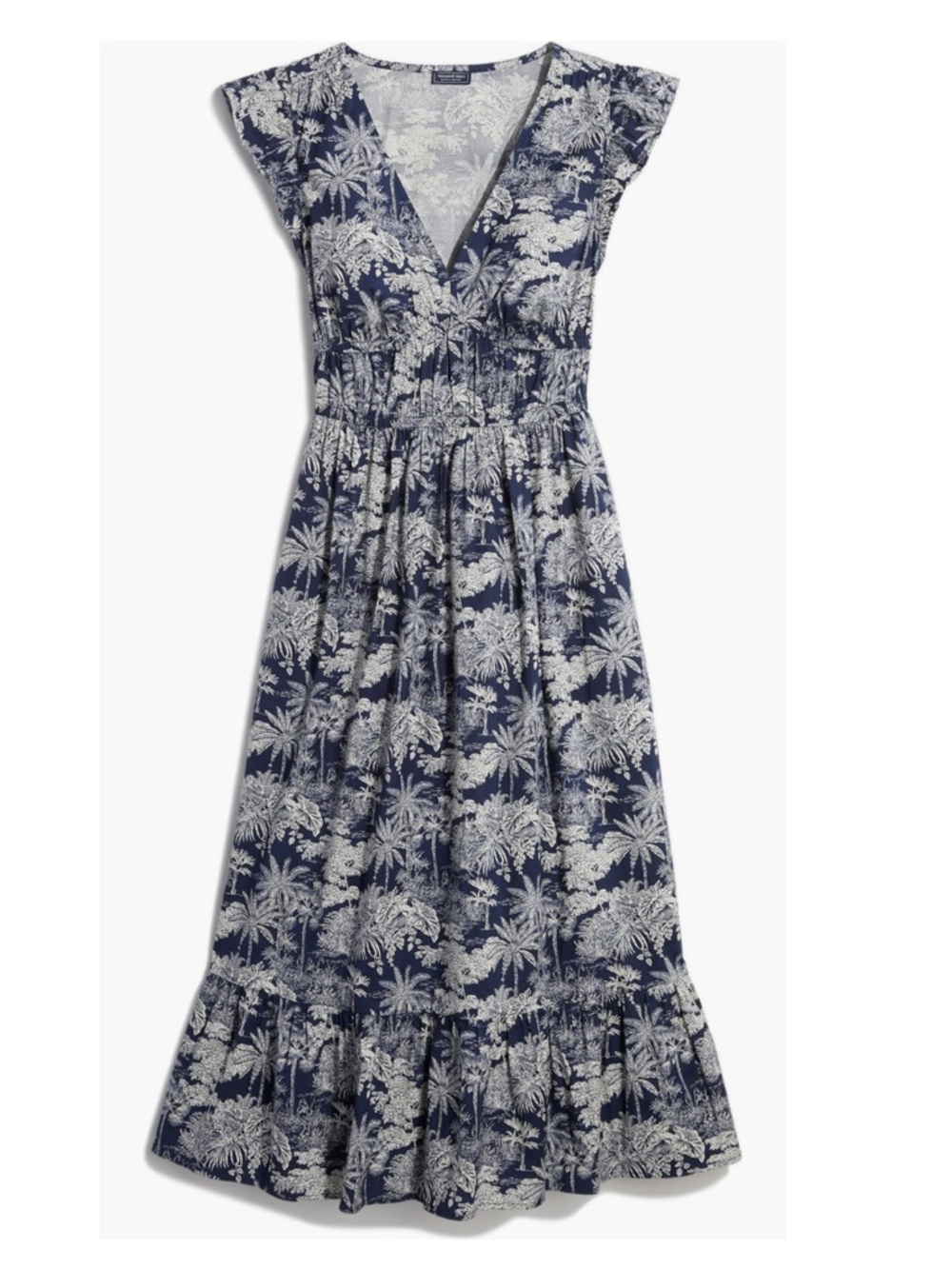 Vineyard Vines Navy and White Tropical Print Midi Dress - Like New - Picture 4 of 13